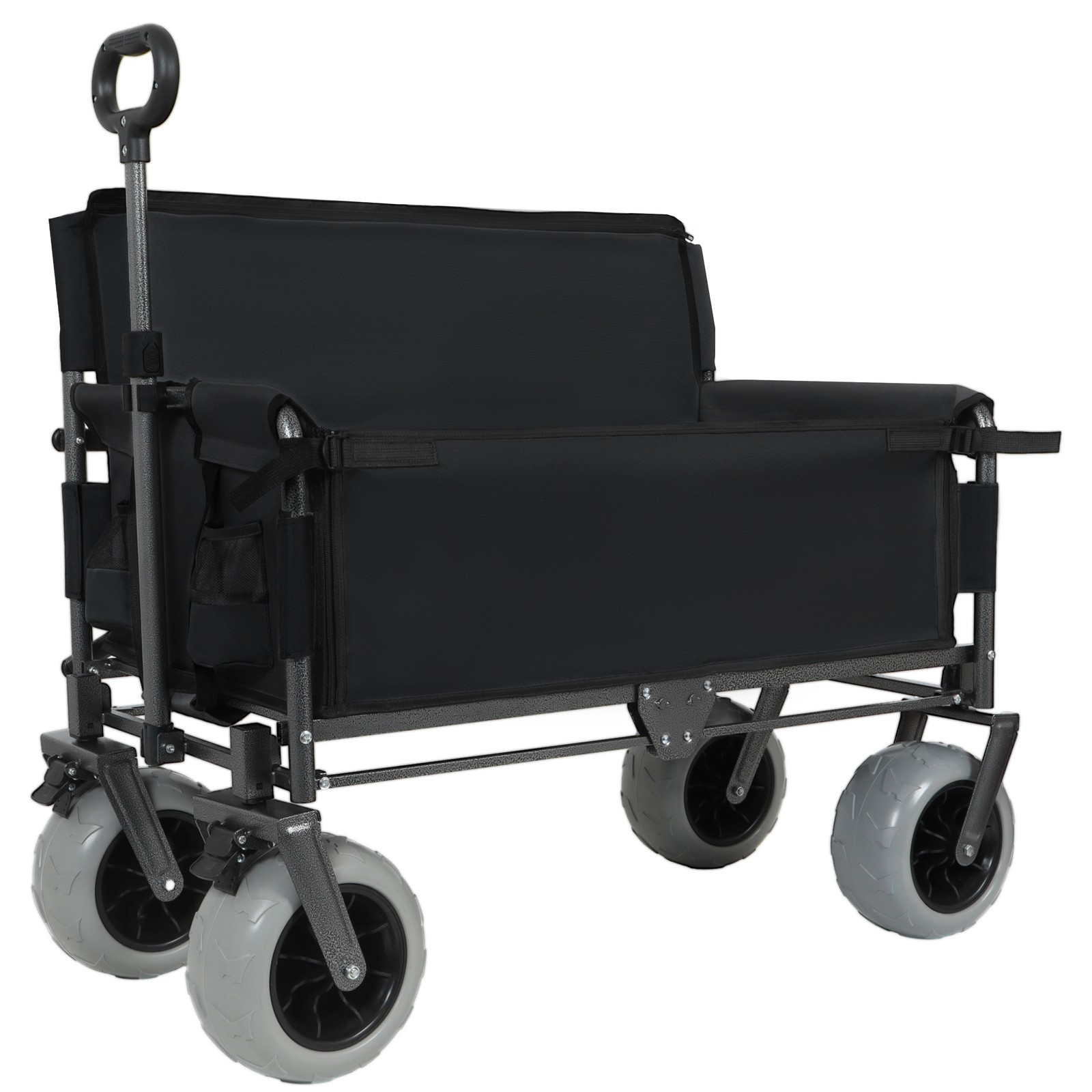 3-in-1 Folding Wagon w/ Bench Seat, 500lb Capacity & All-Terrain Tires