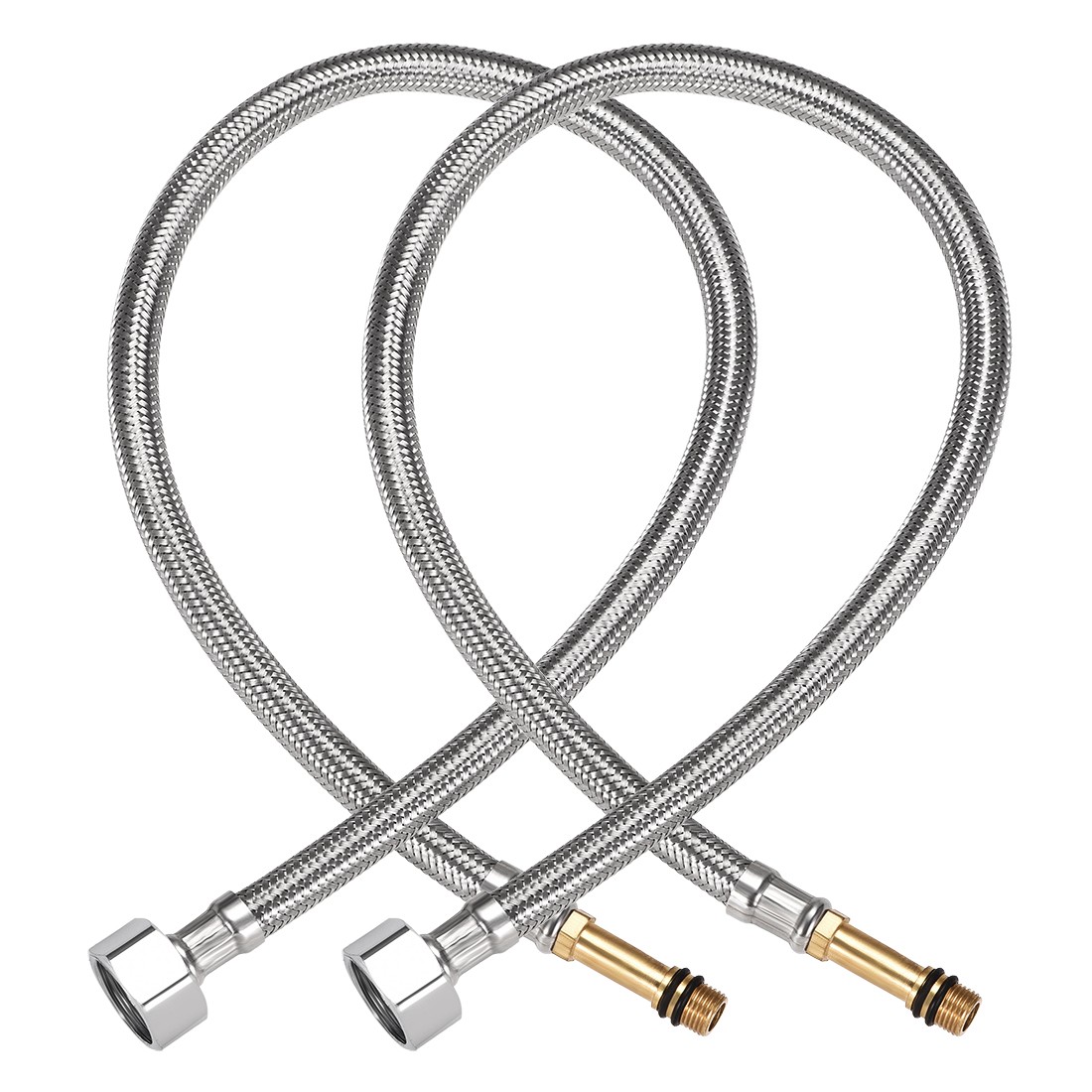 Faucet Supply Line Connector G1/2 Female x 1/8NPT Male 59″ Long SUS304 Hose 2Pcs