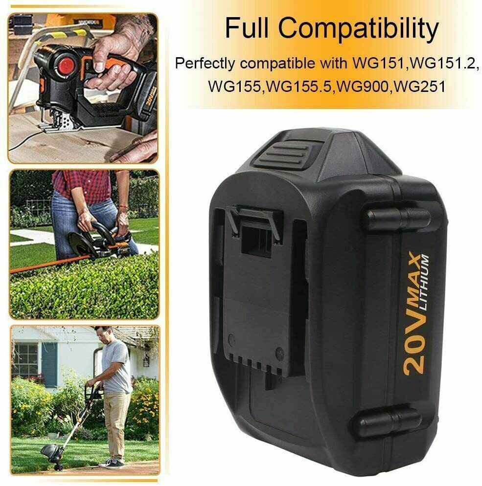2PCS 8.0AH For WORX MAX Extend Lithium Battery 20Volt WA3520 WA3525 WA3575 WG155