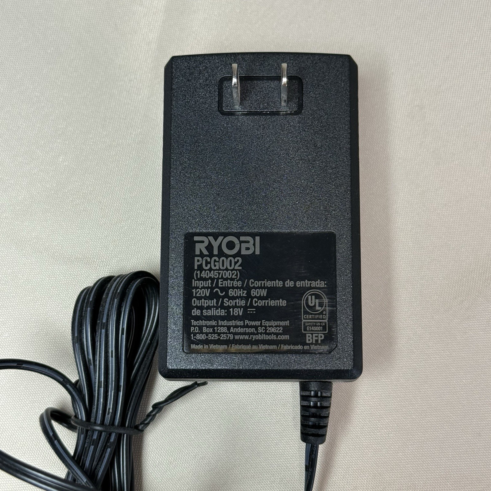 Ryobi PCG002 18V Power Tool Battery Charger Green Single Battery Charging
