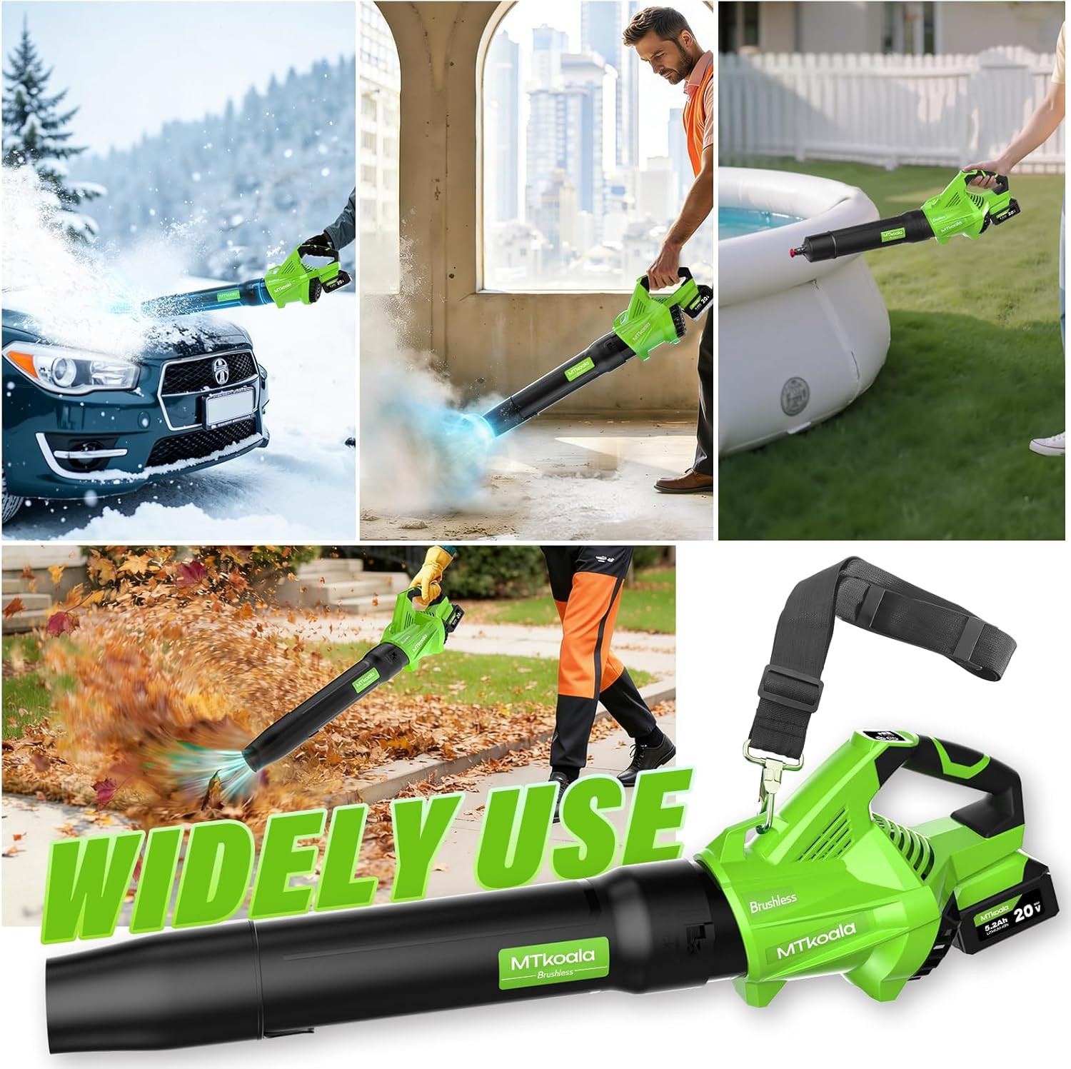 Cordless Leaf Blower 1200W Brushless Motor 700CFM 200MPH 3 Speed Modes