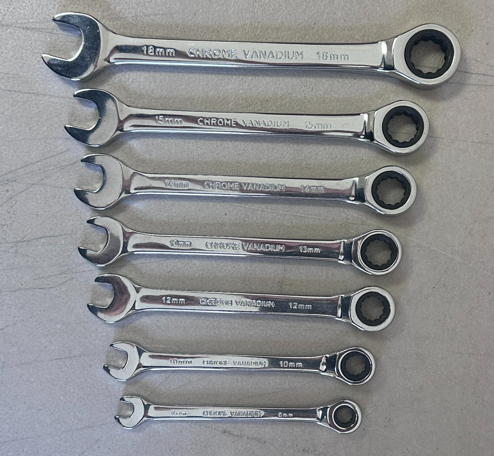 Ratcheting Wrench 7 pc Set Metric