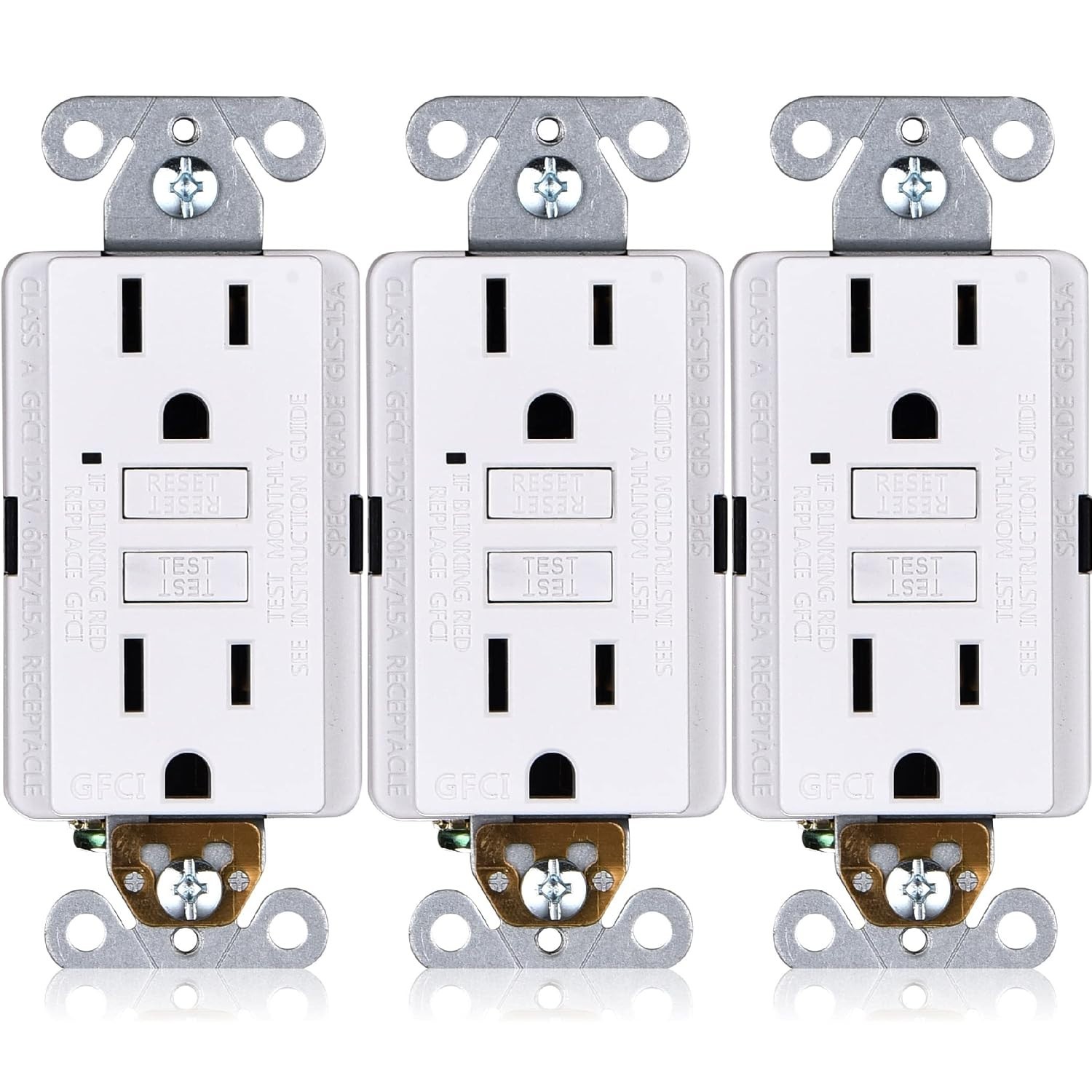 Slender 15A GFCI Duplex Outlets with LED Indicator – 3 Pack Safety Upgrade
