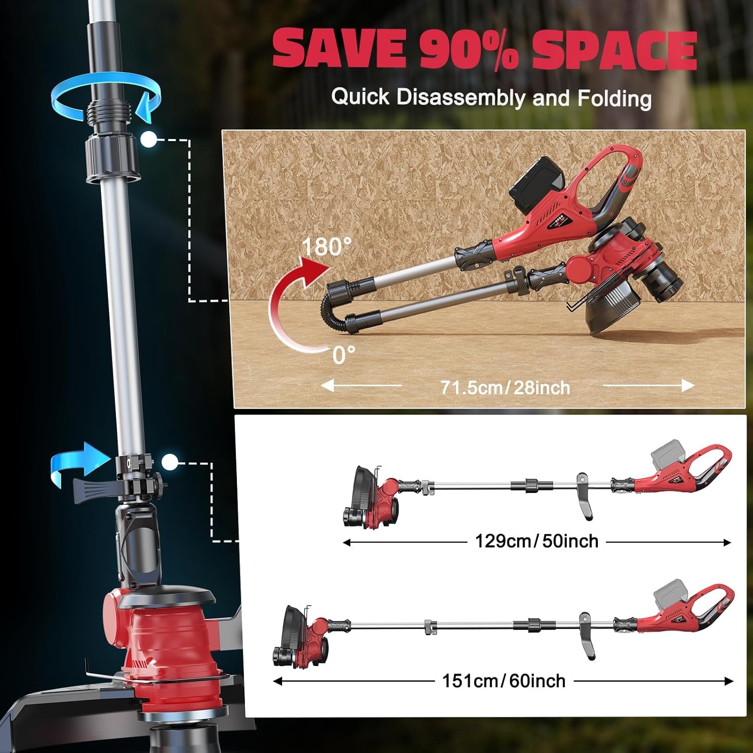 Cordless String Trimmer for Milwaukee 18V Battery Folding 3 in1 Weed (Tool Only)