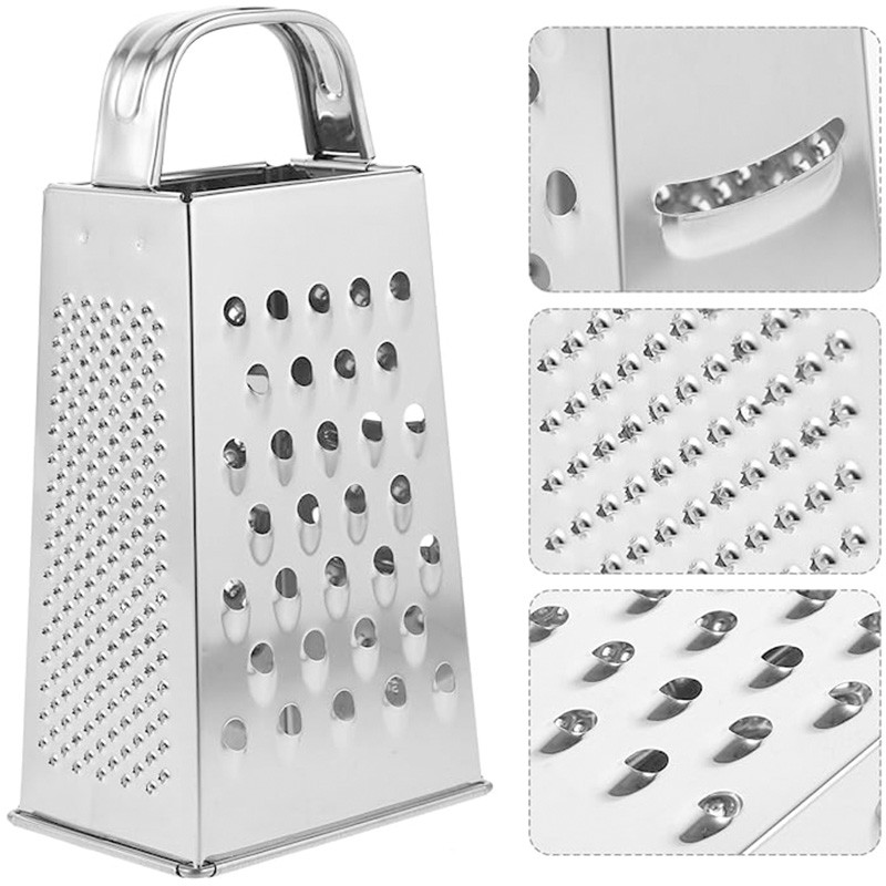 Kitchen Stainless Steel 4-Sided Box Food Grater Vegetable Cheese Slicer Shredder