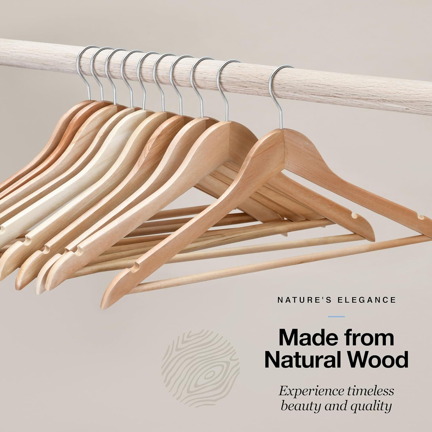 Wooden Hangers Pack of 10 20 & 50 & 100 Suit Hangers Premium Natural Finish Home