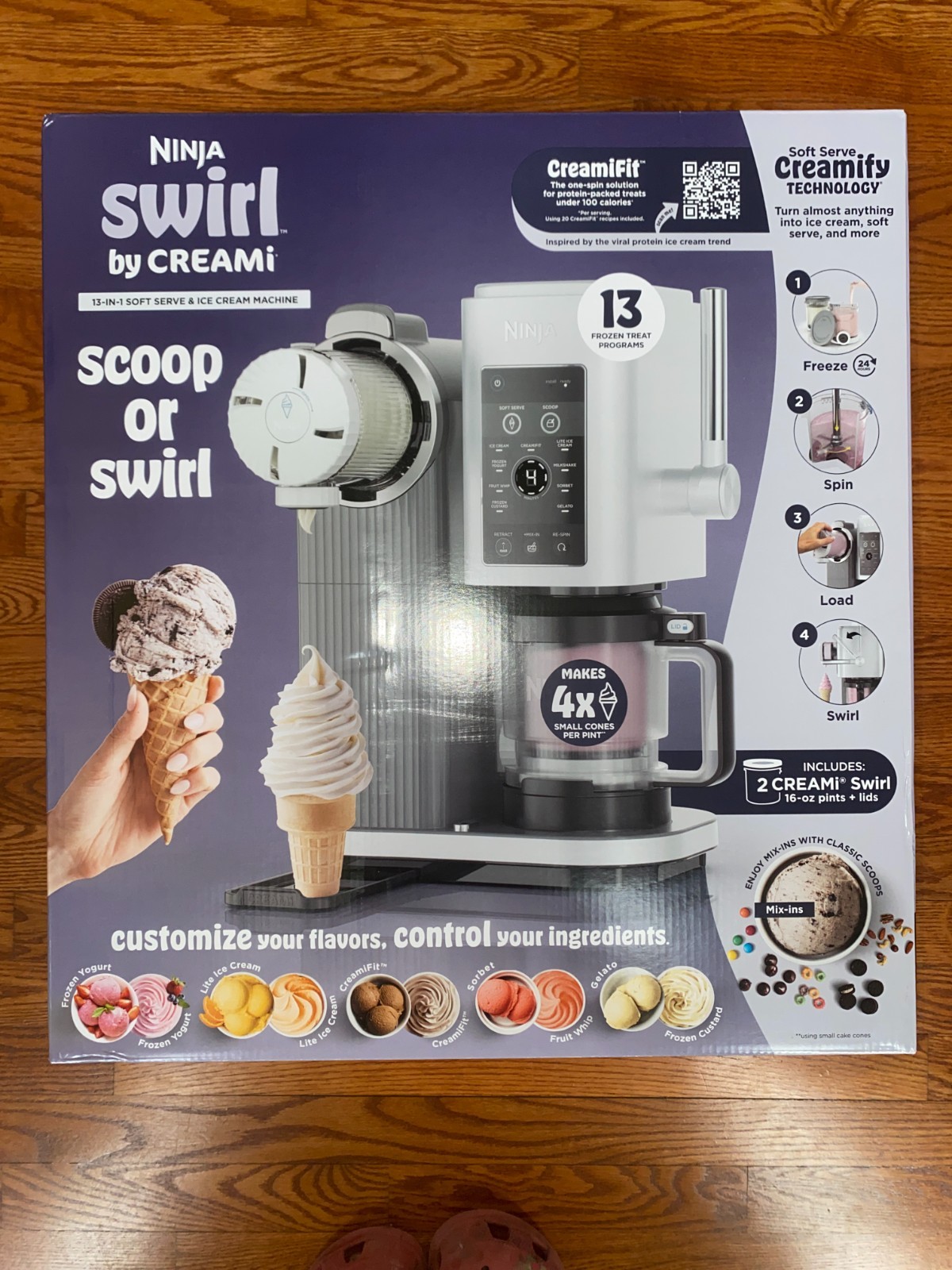 Ninja CREAMi Scoop & Swirl 13-in-1 Soft Serve Ice Cream Machine (Silver) [NC701]