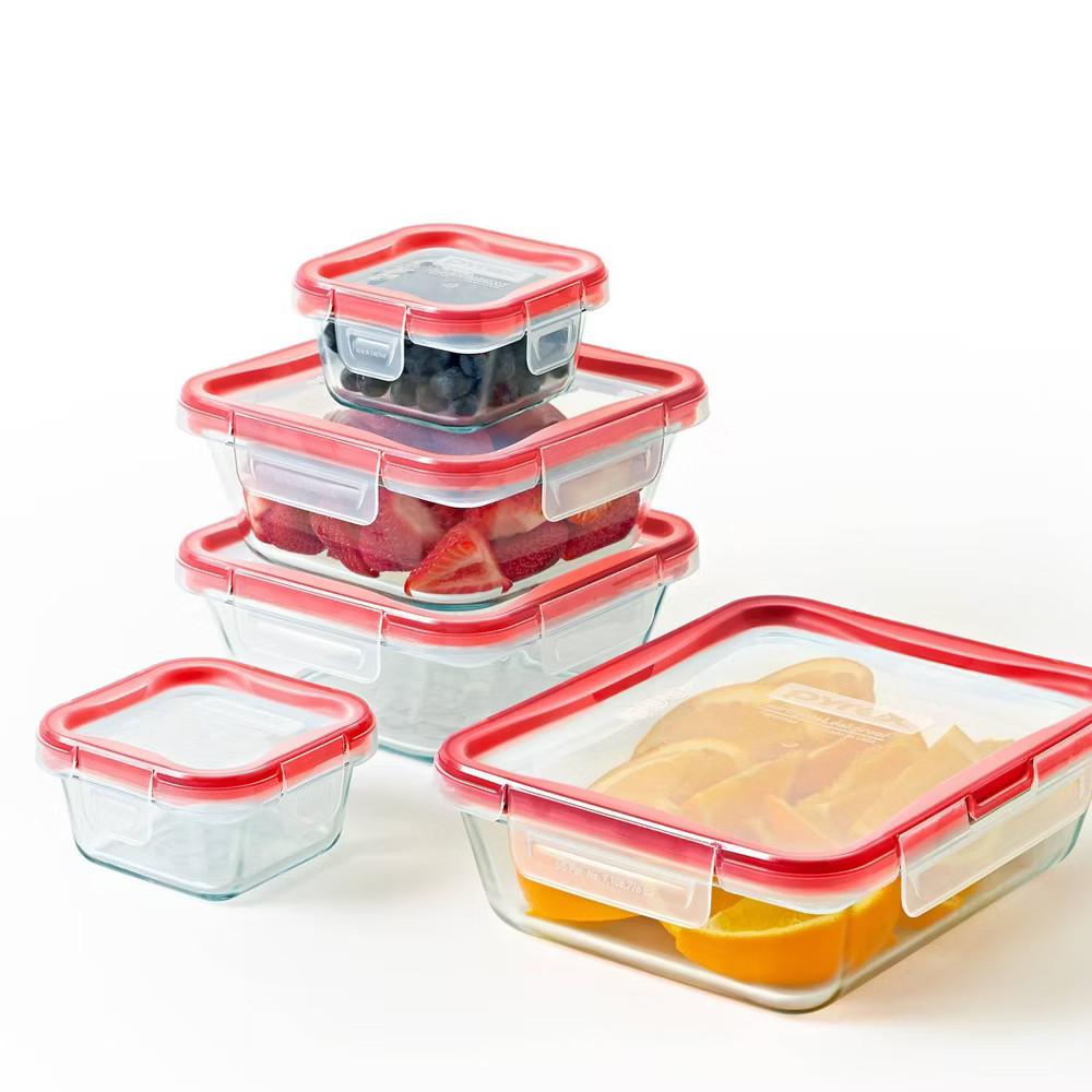Pyrex Glass Food Storage Jars Containers Clear Set 10pc FreshLock Heat