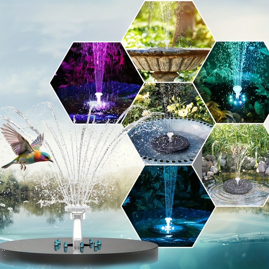 Powered Fountain with LED Light,1500mAh Battery,for DIY Water Features,Bird Bath
