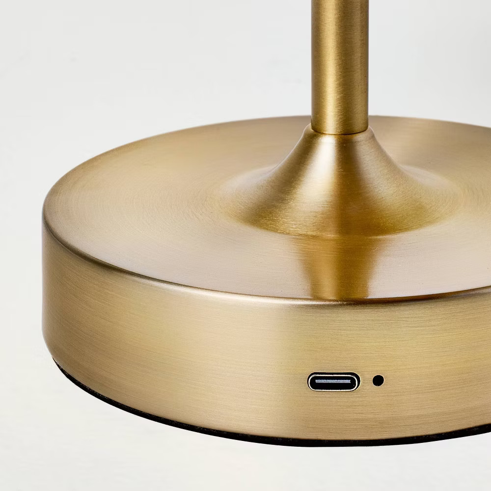 Woven Portable Table Lamp Brass (Includes LED Light Bulb) – Hearth &