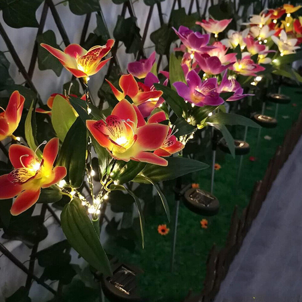 Solar LED Garden Lights Flower Stake Lamp Outdoor Yard Waterproof Patio Decor