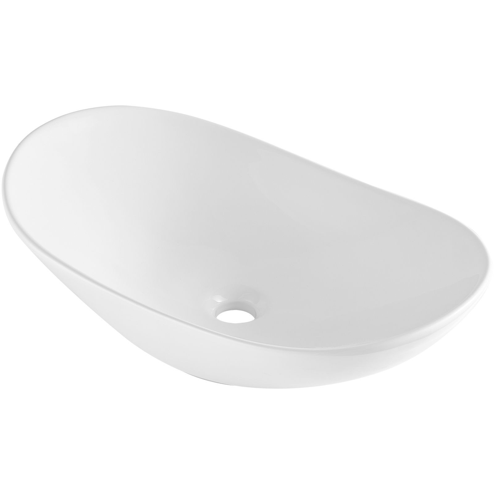 Modern Oval White Ceramic Vessel Sink 23.3×14.2in
