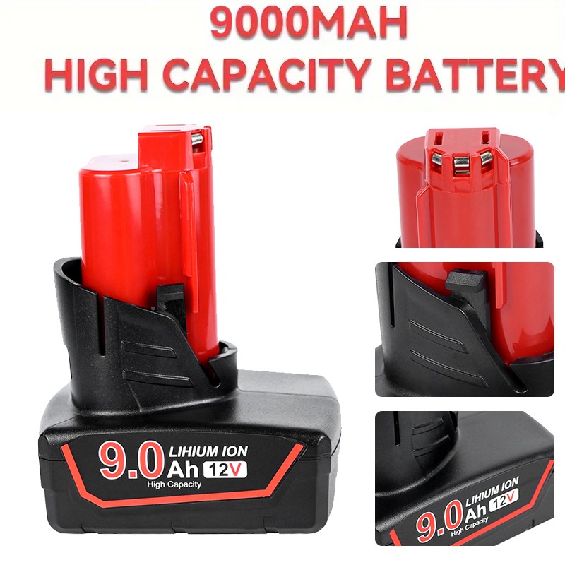 2Pack 9.0Ah Battery For Milwaukee for M12 LITHIUM Extended Capacity 48-11-2460