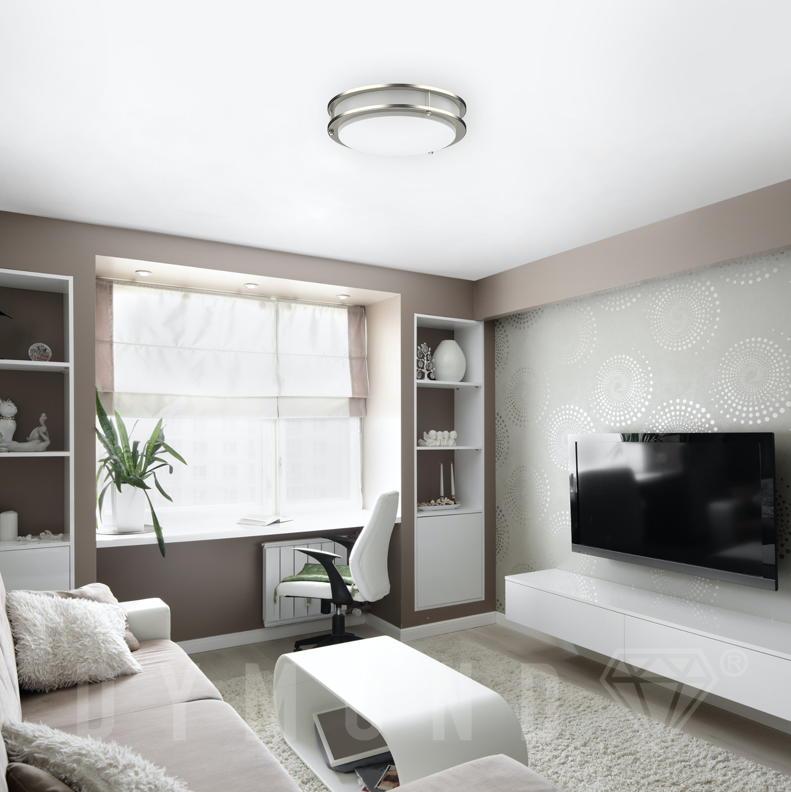 LED Ceiling Light 4000K Flush Mount Fixture Dimmable Double Ring 10″/12″/14″