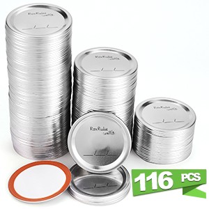 116PCS Canning lids Wide Mouth(3.43in/87mm), Upgraded Leak-Proof Mason Jar Lids