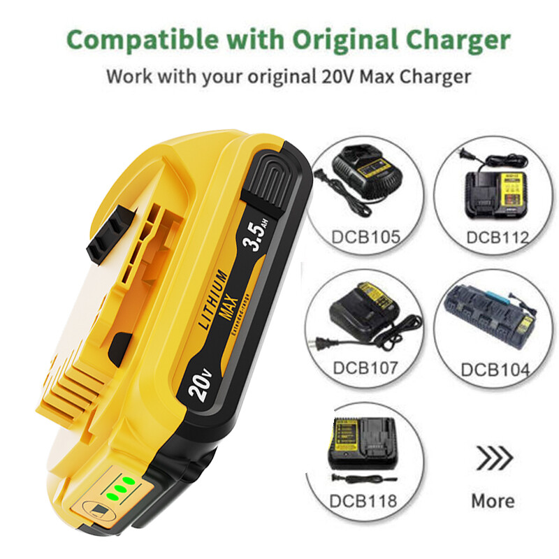 Pack For DEWALT DCB201 20V 20 Volt Max Lithium-Ion Compact Battery DCB203 DCB207