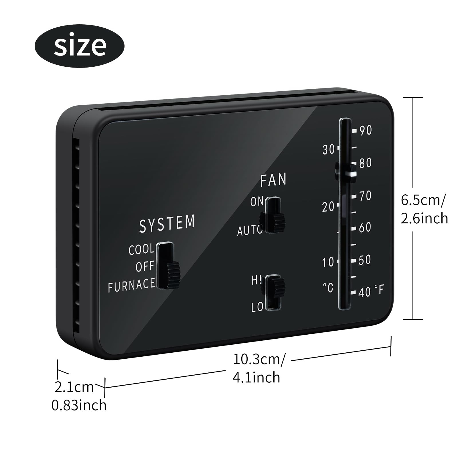 RV Thermostat, Briidea Analog Thermostat (Cool Only/Furnace), Black