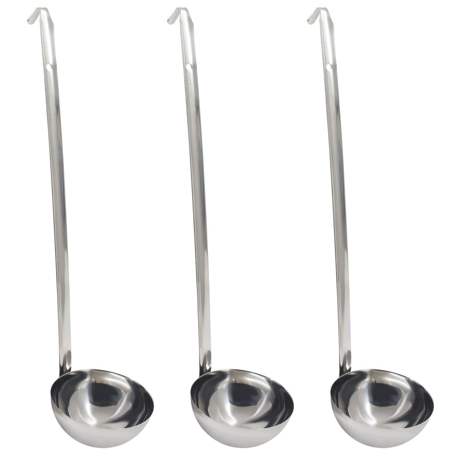 10 Oz Stainless Steel Soup Ladle 15 Inch Long Handle 4.17 Inch Bowl 3 PCS
