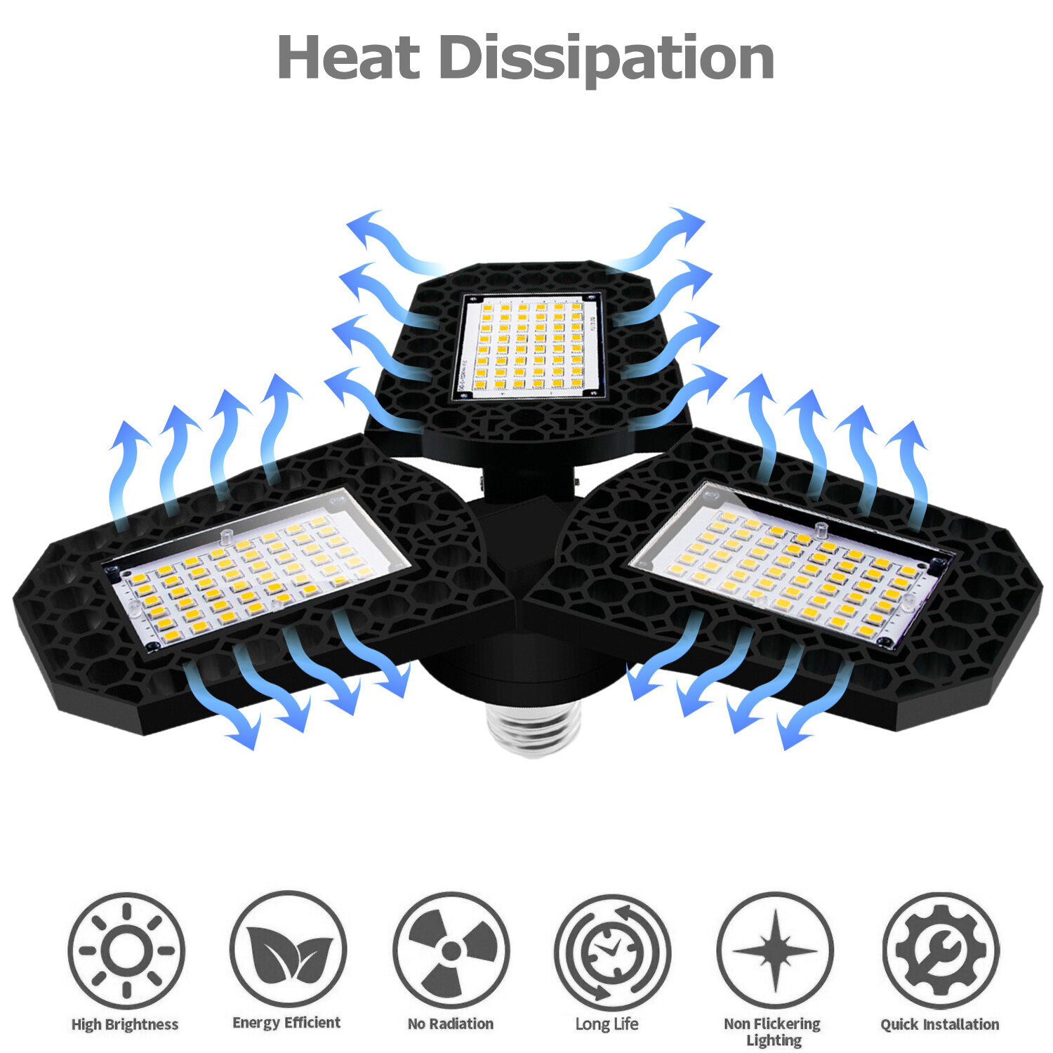Super Bright 60W/80W 8000LM Deformable LED Garage Light Shop Ceiling Lights Bulb