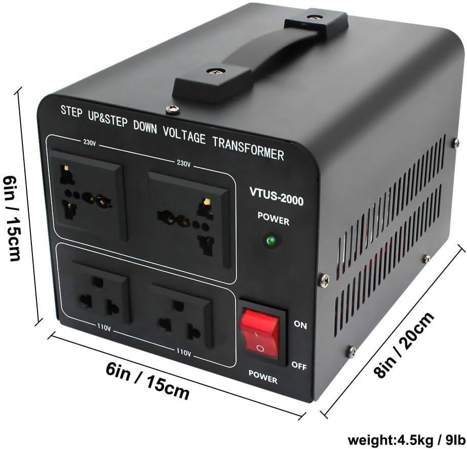 2000W Voltage Converter Transformer – 110V-220V & 220V-110V Dual Direction