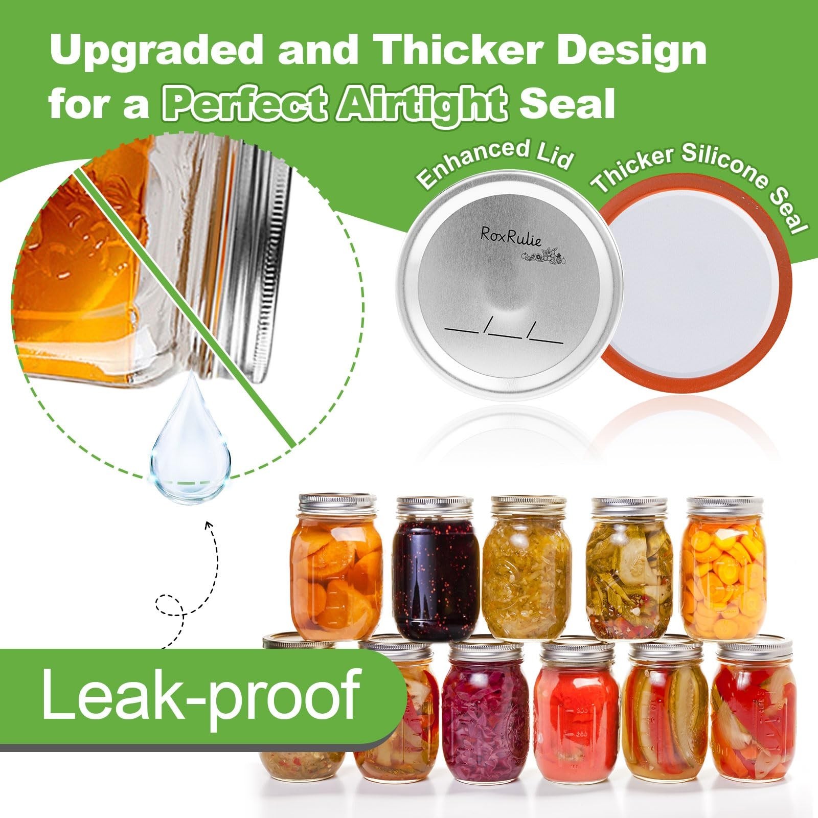 116 Canning Lids Wide Mouth 3.43In Food Leak-Proof Mason Jar Lids for Ball/Kerr