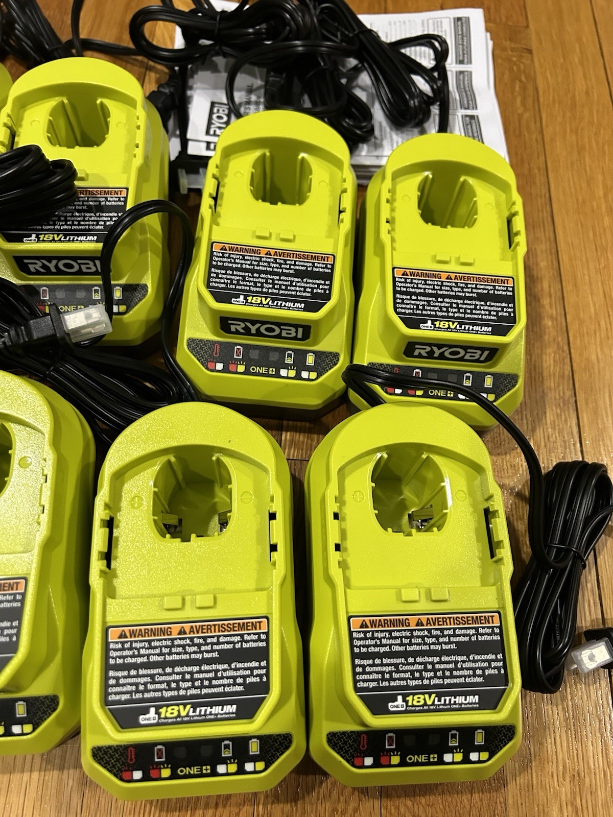 TEN (10) GENUINE RYOBI 18V 18 VOLT LITHIUM-ION BATTERY CHARGER PCG002 BRAND NEW