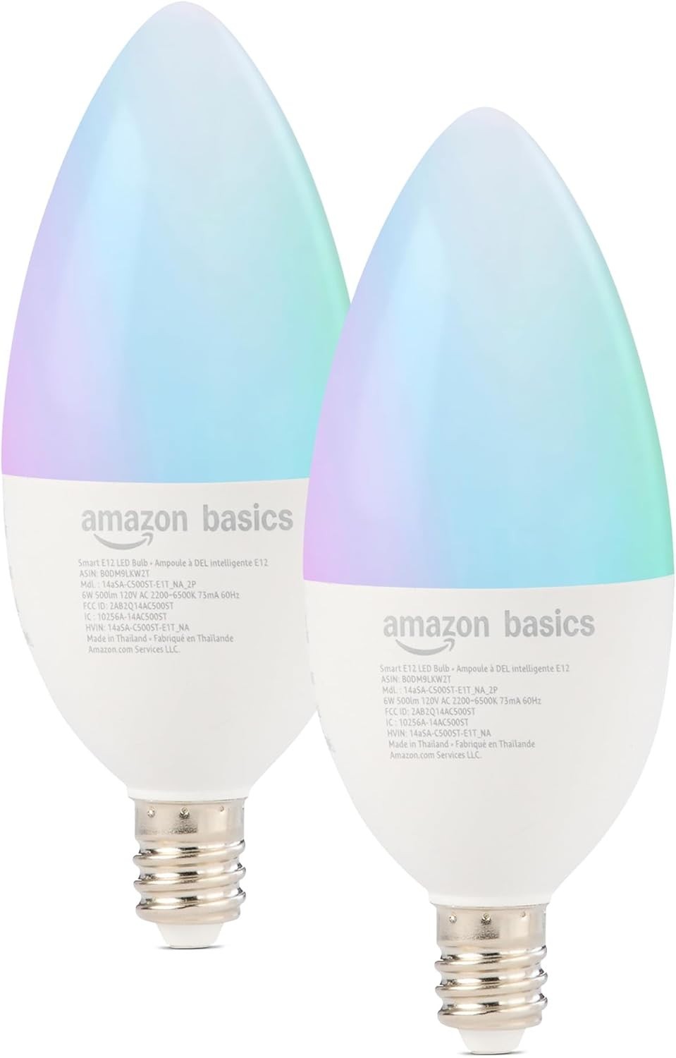 Amazon Basics Smart E12 LED Bulb Color Changing Alexa Wi-Fi 2-Pack 840324422221