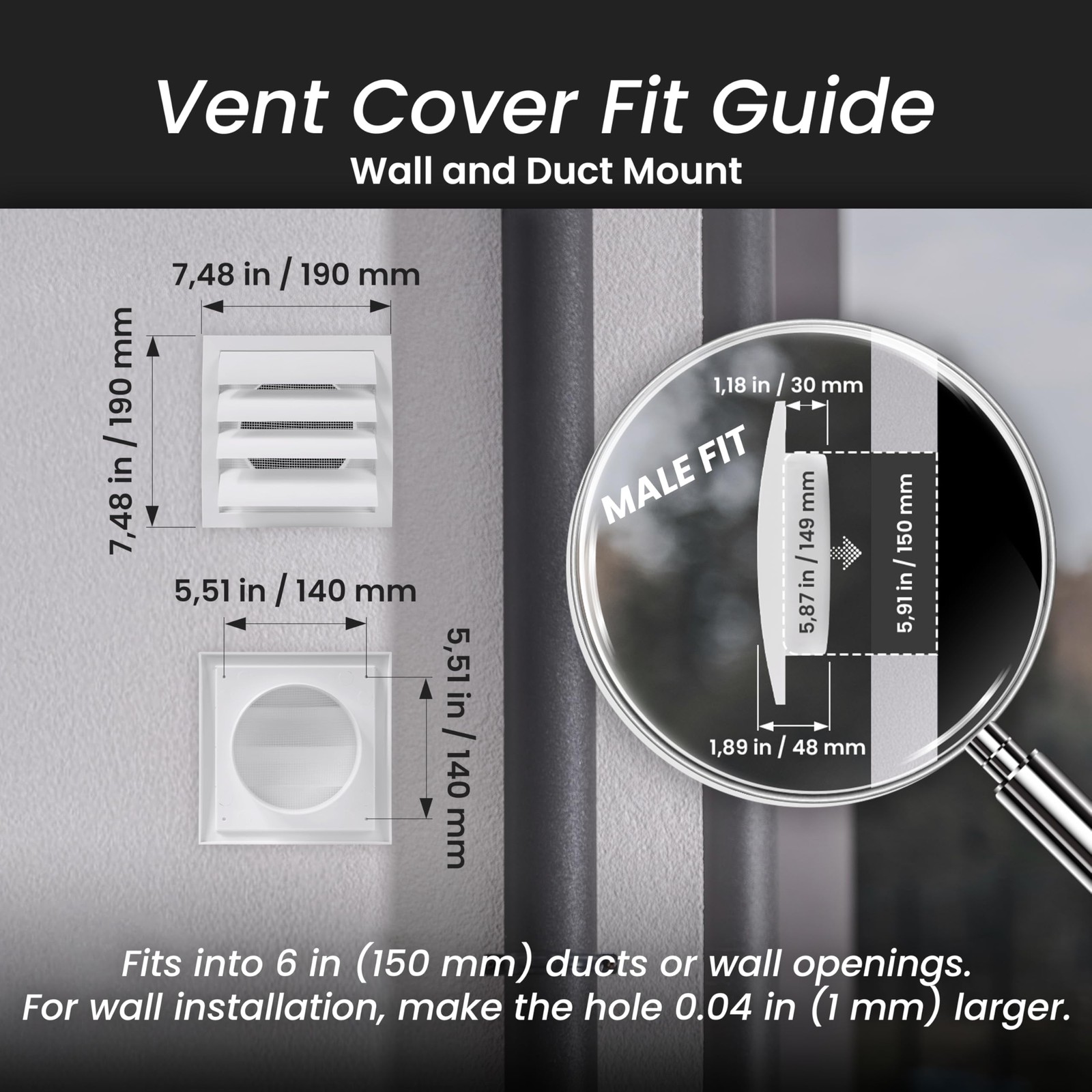 Repa Market ABS Plastic Gray 6 Inch Dryer Vent Cover Outside, 6 Inch Exhaust …