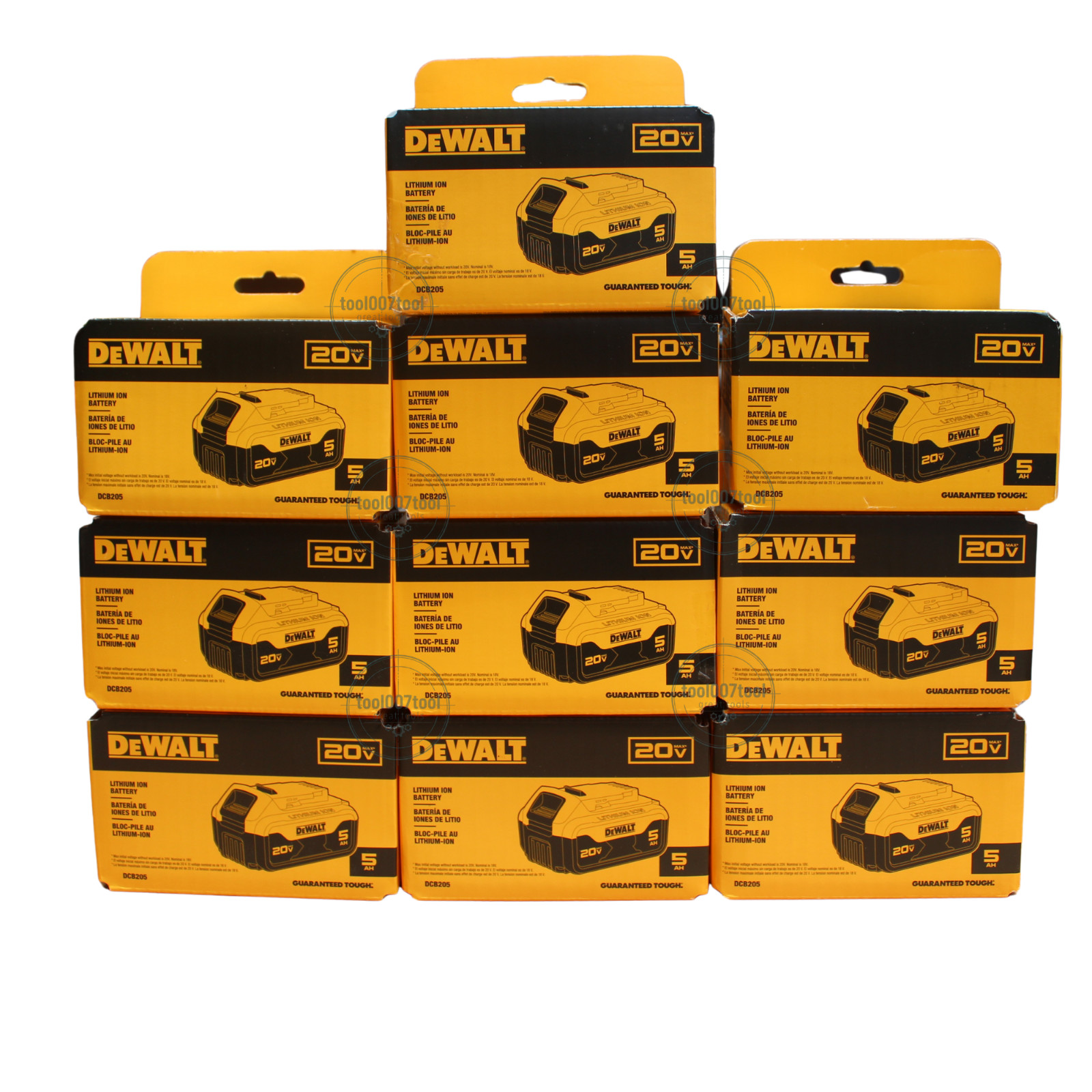 DeWalt DCB205 20V 5Ah Lithium Ion Battery (10 Pack) w/LED Charge Indicator 2026