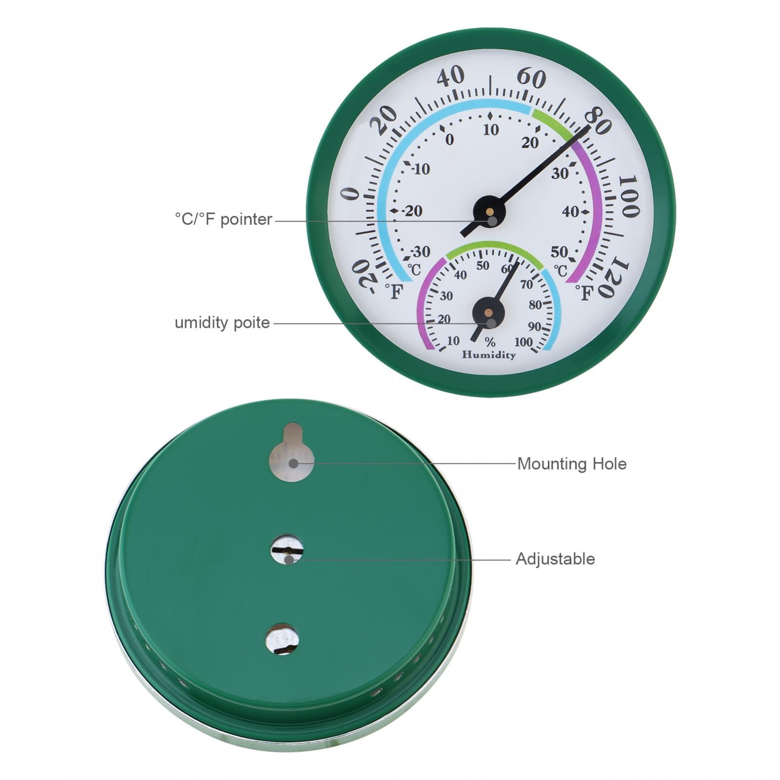 Analog Indoor/Outdoor Thermometer Hygrometer Temperature Humidity Meter Mini