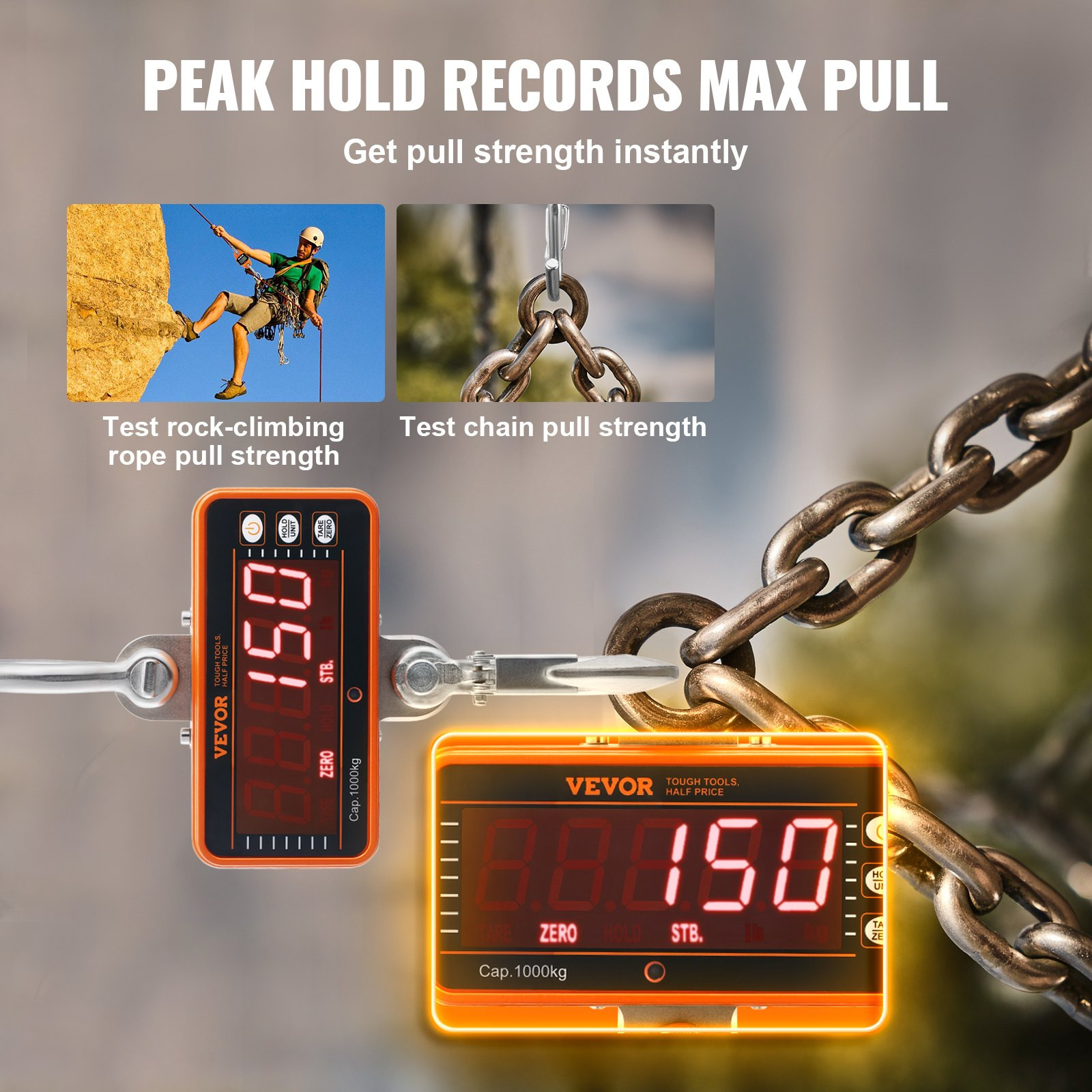 VEVOR Digital Crane Scale, 2200 lbs/1000 kg, Industrial Heavy Duty Hanging Scale