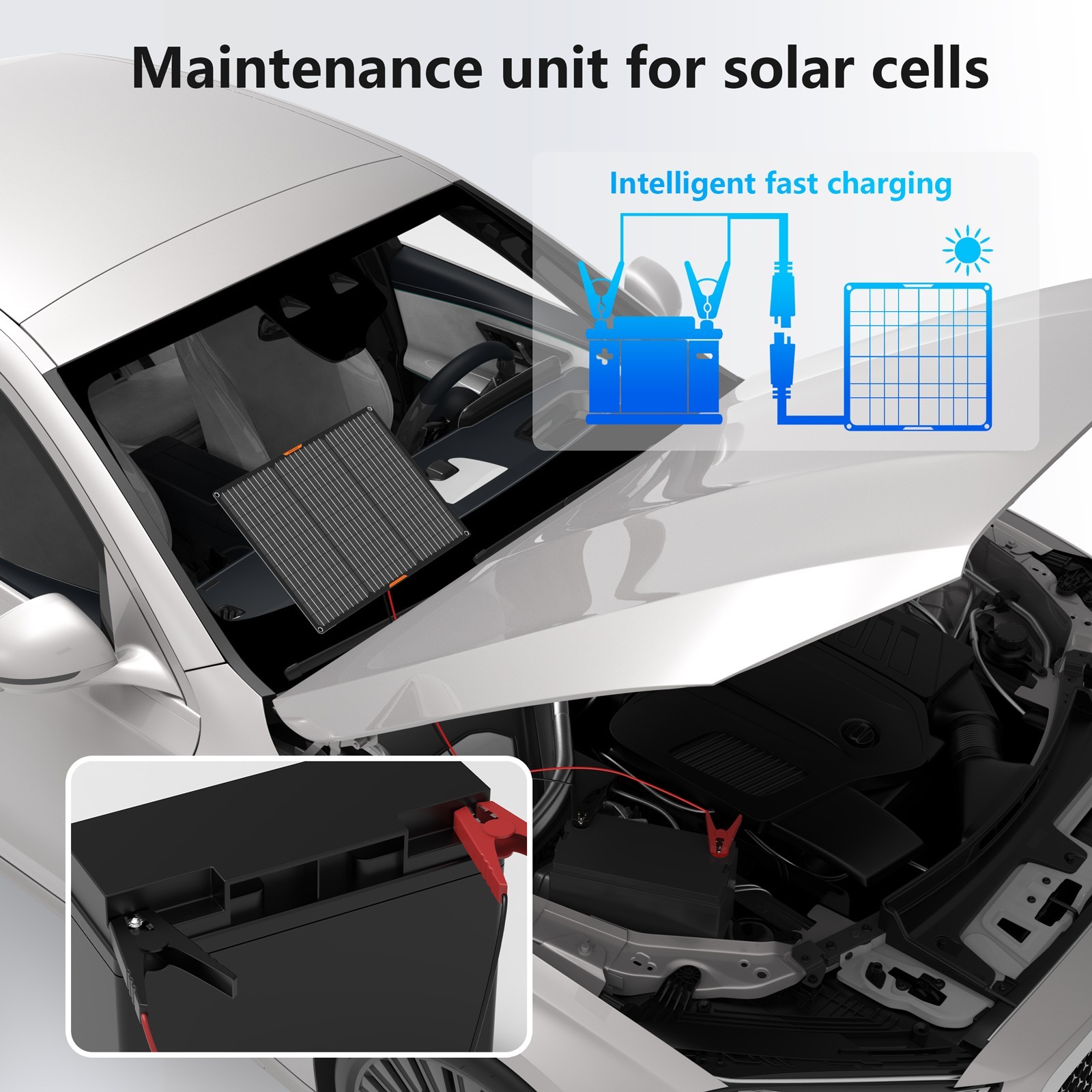 12V Solar Battery Maintainer Trickle Charger for Car Boat RV Trailer Motorcycle