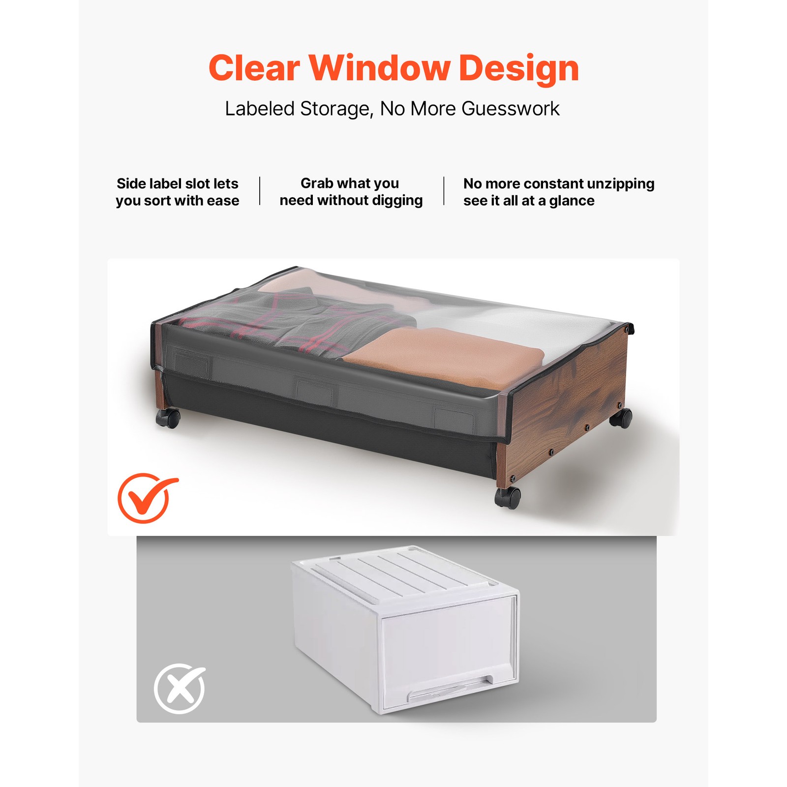 Uimoso Under Bed Storage w/ Wheels 25.6×18.1×7.1In Rolling Storage Bags 2 Pack