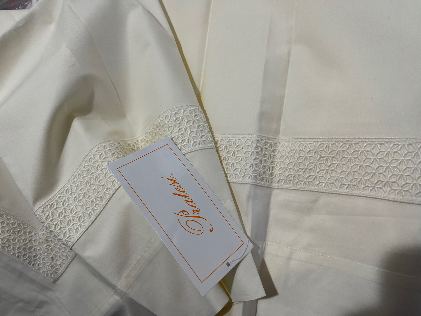 $700 Pratesi Italy New 1pc Euro Sham Origami Embroidery Ivory ONE