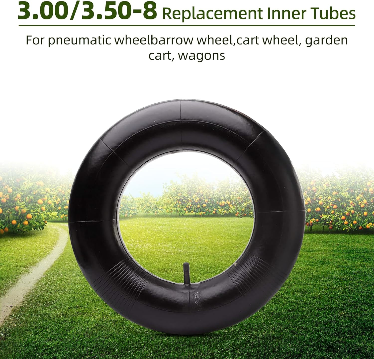 2 Pack 3.00/3.50-8 Replacement Inner Tubes for Pneumatic Wheelbarrow Wheel,Cart