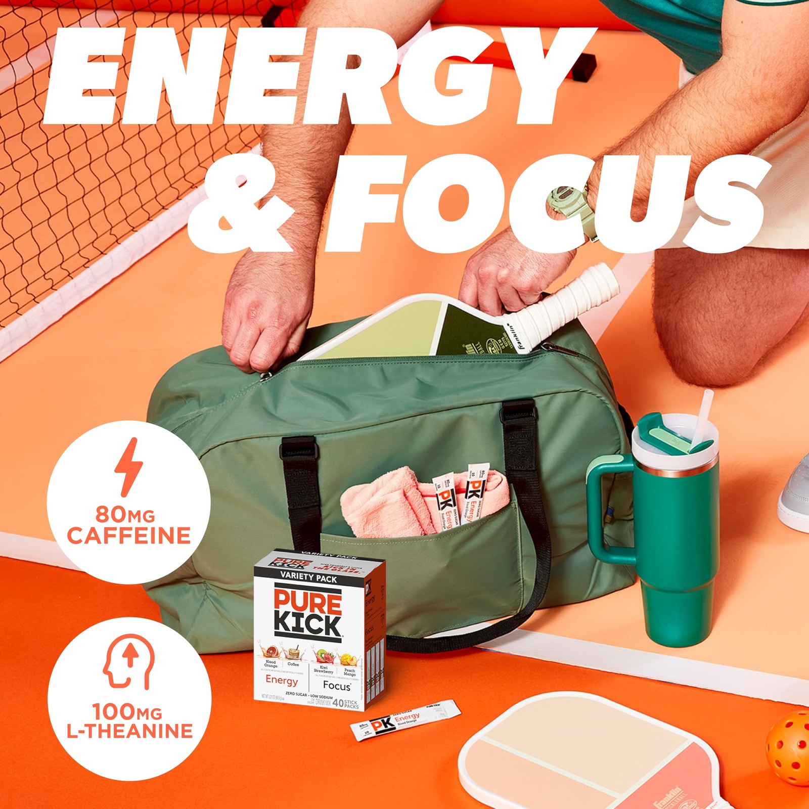 PURE KICK Energy and Focus 0.08 Ounce (Pack of 40), Variety – &
