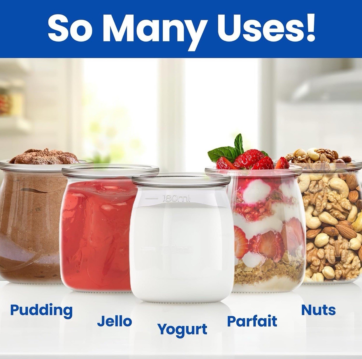 Ultimate Yogurt Jars 8 Count Small Glass Yogurt Cups With Lids