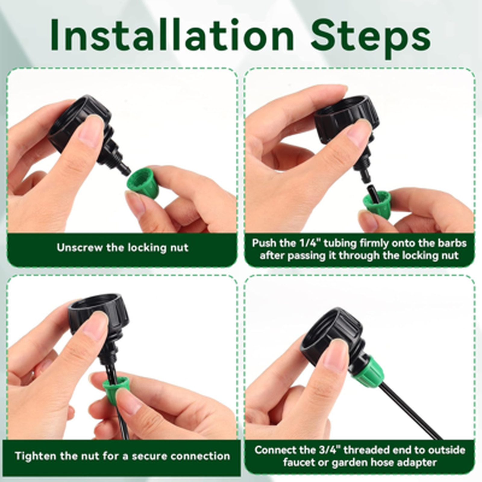 Garden Hose Adapter 3/4 Inch to 1/4 Inch Drip Irrigation Tubing Connectors with