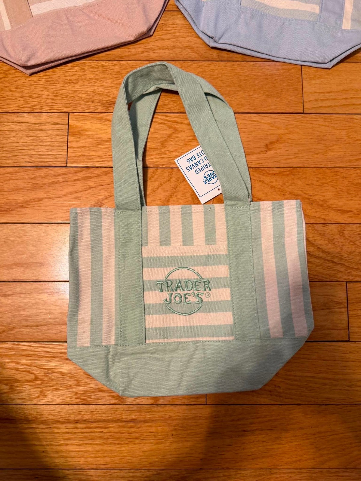 Trader Joe’s Mini Pastel Stripe Canvas Tote Bag Limited Edition Set Of 4