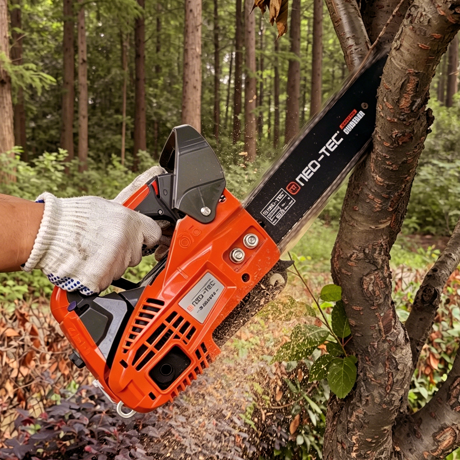 25.4cc Gas Top Handle Chainsaw with 12” Bar Chain 2-Stroke Engine Cut Tree Wood