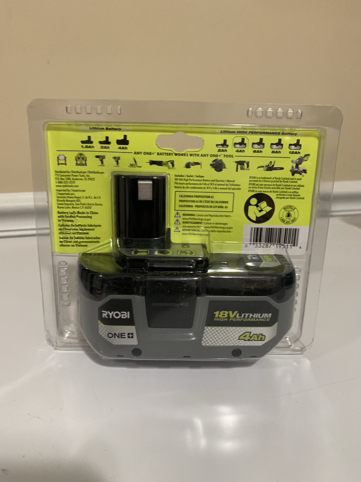 Ryobi PBP004 ONE+ HP High Performance 18 v Volts Lithium-Ion 4.0 Ah Battery