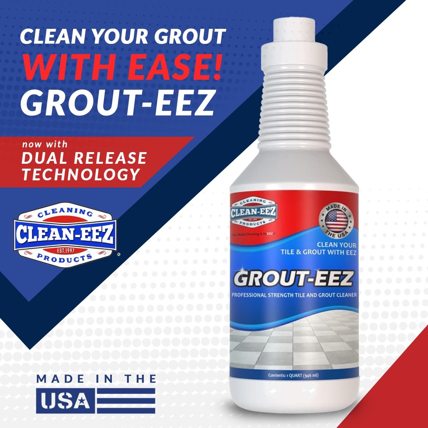 Clean-eez Grout-eez Heavy Duty Grout Cleaner Tile & Floor Stain Remover 32oz