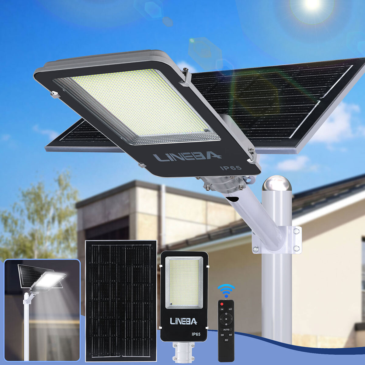 8800000000LM Commercial Solar Street Light Motion Sensor Backyard Road Wall Lamp