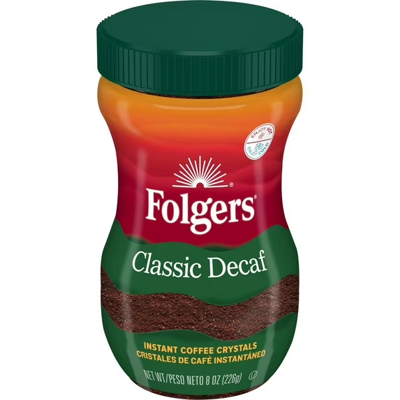 Folgers Classic Decaf Instant Coffee, 8-Ounce Jar NEW,