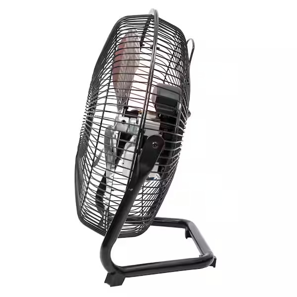 9 in. 3-Speed High Velocity Floor Fan in Black With Wall Mount Bracket