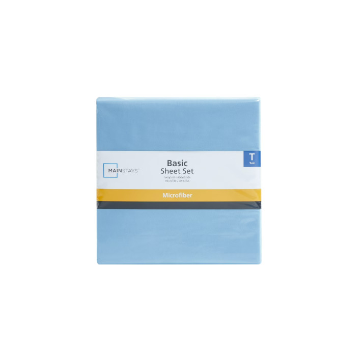 Mainstays Basic Value Microfiber Bed Sheet Set, Light Blue, Twin, 3 Piece.