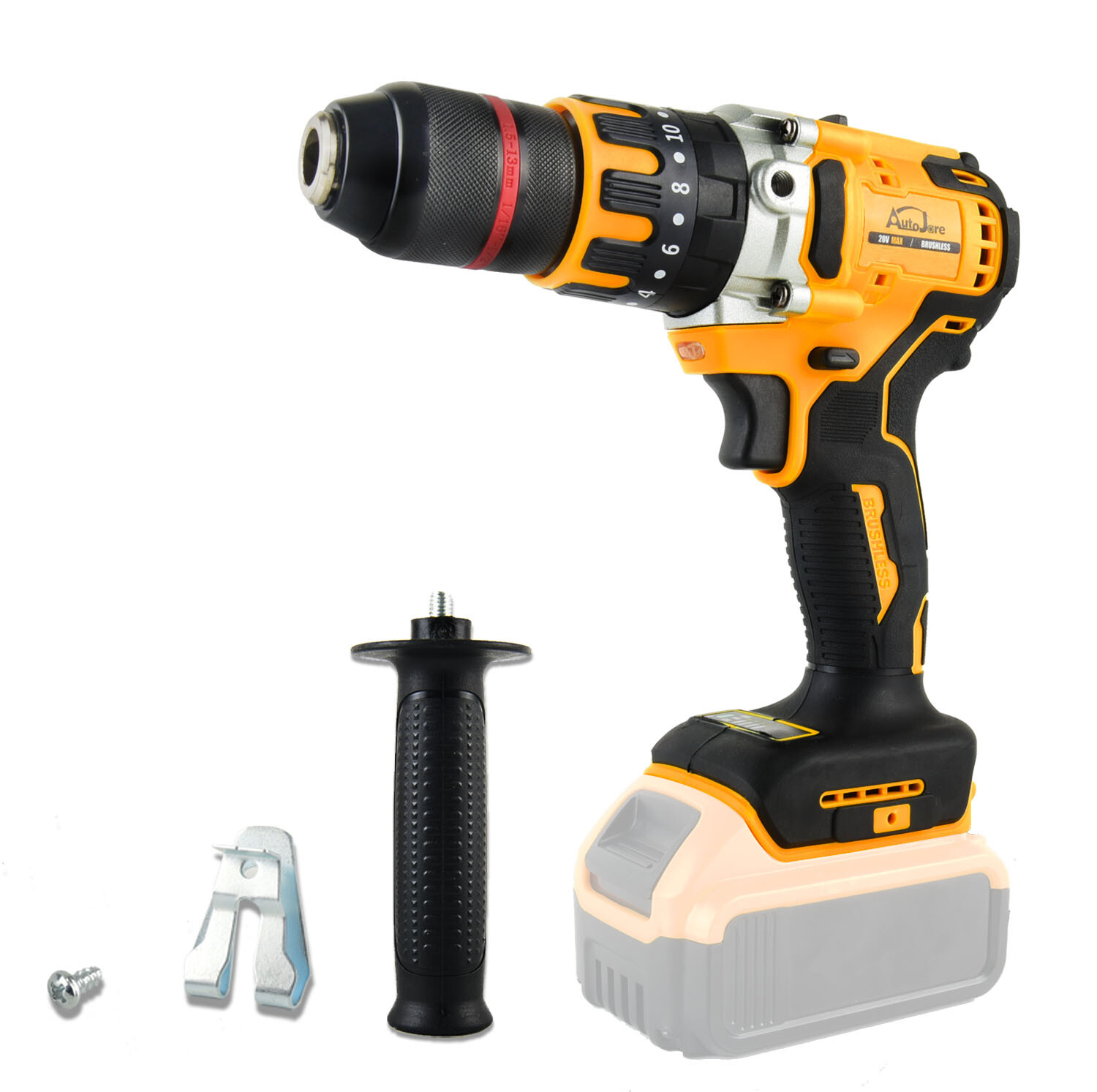 1/2″ Cordless Drill Driver for Dewalt 20V Battery, Brushless Compact Drill Tool
