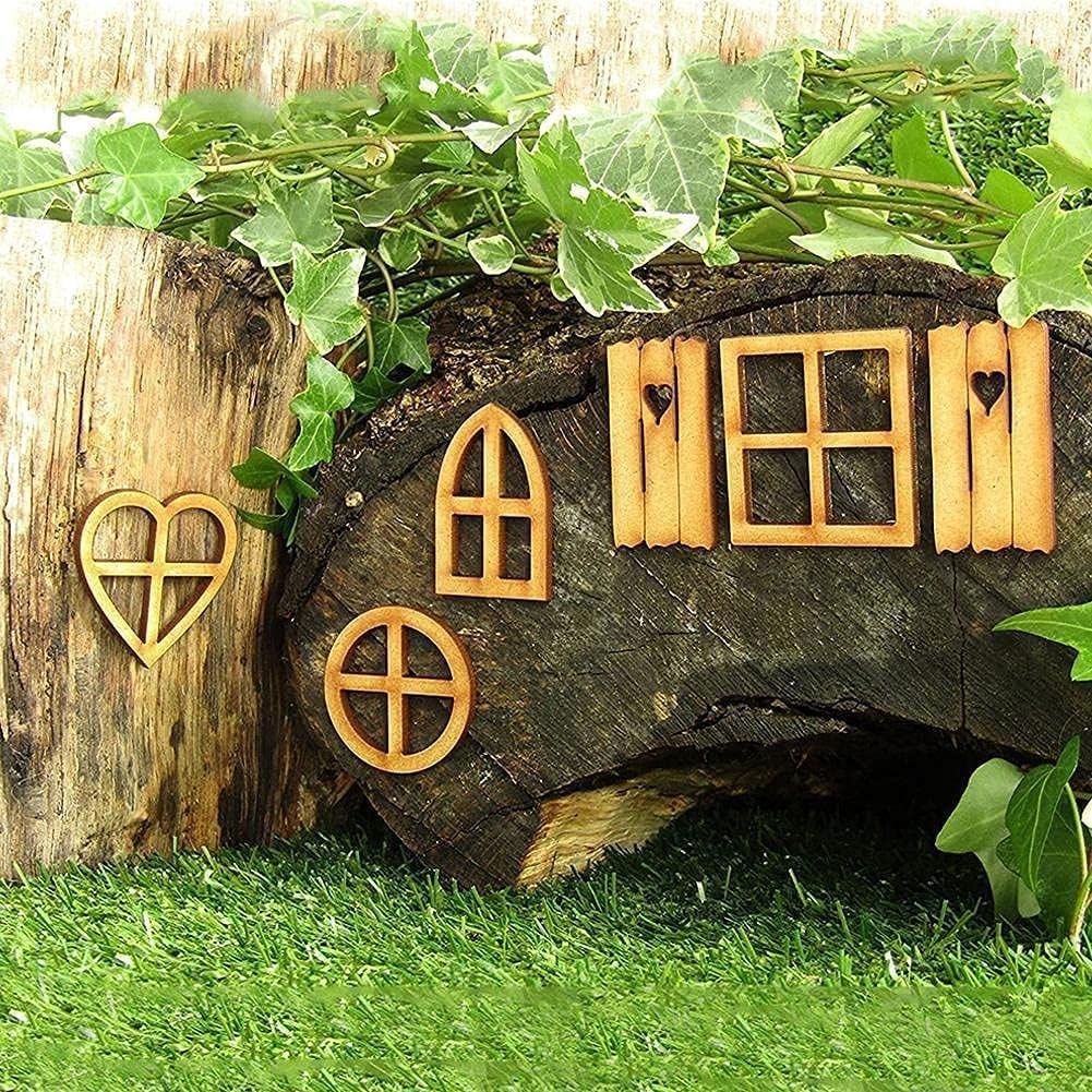 6 Pcs Wooden Fairy Garden Door, Blank Door Fairy House and Windows Ornaments …