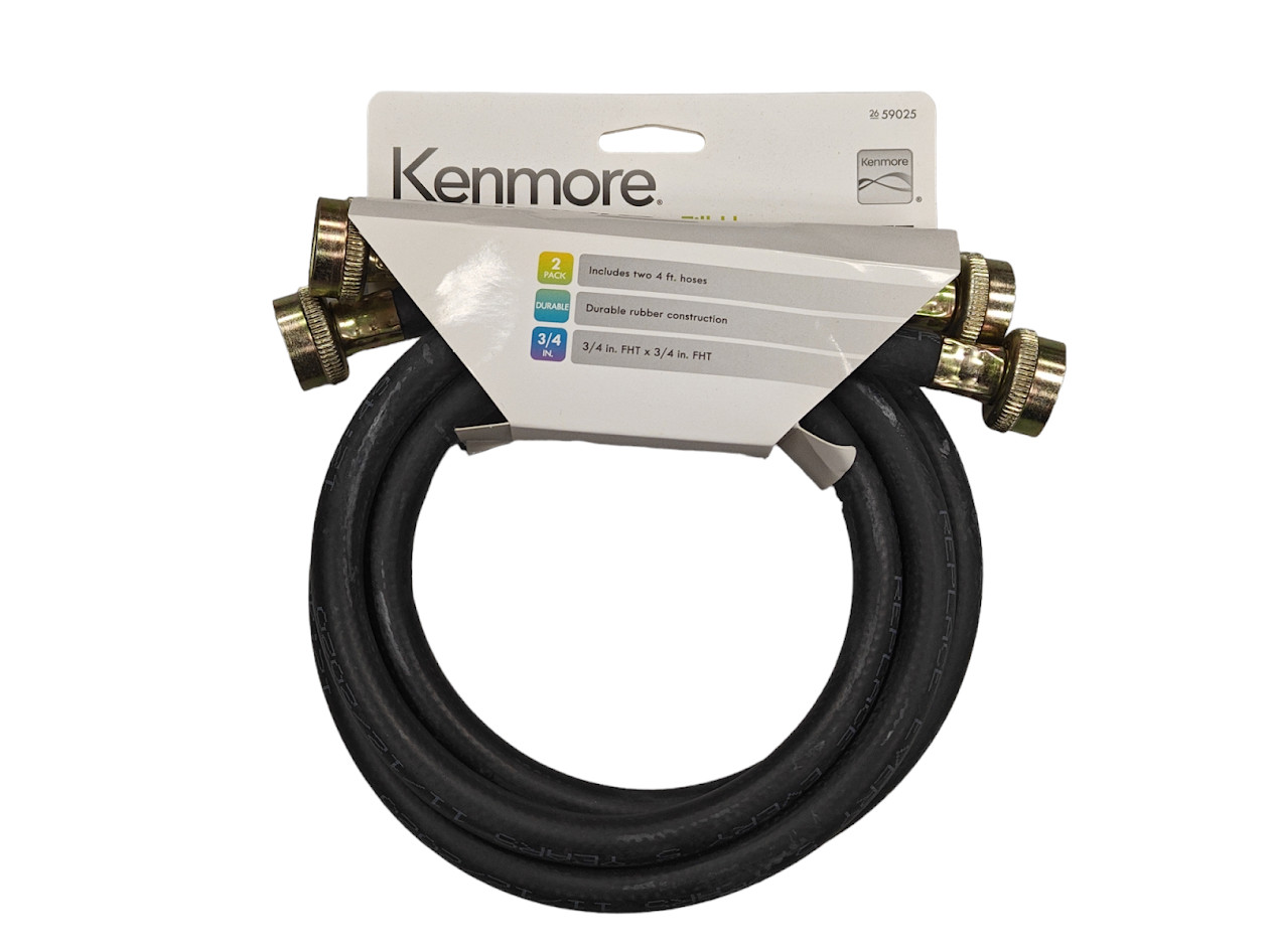 Kenmore 59025 4′ Rubber Universal Washing Machine Hose – 2 Pack Polyester