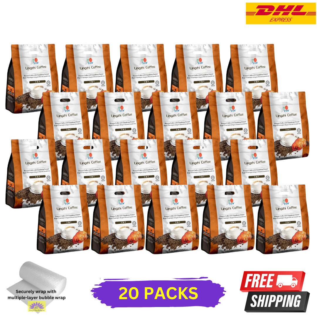 20 X DXN Lingzhi Coffee 3-in-1 Coffee with Ganoderma 20 Sachets/Pack Original